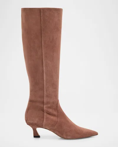 Stuart Weitzman 50mm Vinnie Suede Knee-high Boots In Brown