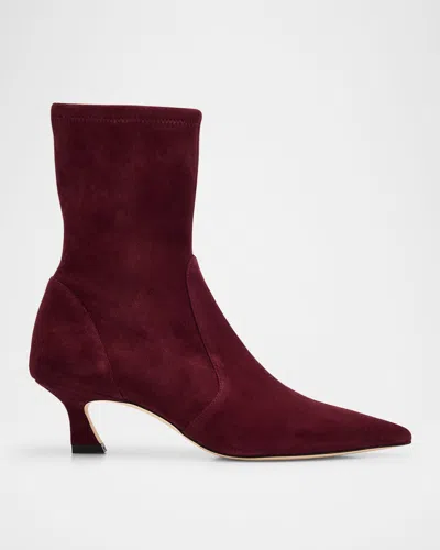 Stuart Weitzman Vinnie Suede Stretch Booties In Purple