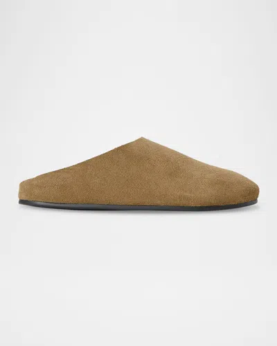 The Row Beige Hudson Suede Slide Loafers In Brown