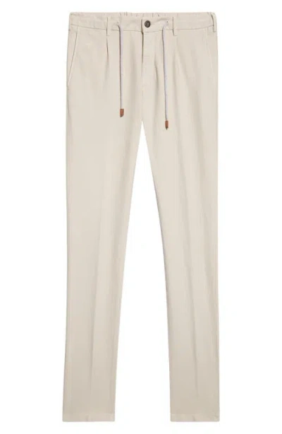 Eleventy White Pants With Elastic Drawstring Waist And Tapered Leg In Cotton Blend Stretch Woman In Neutral