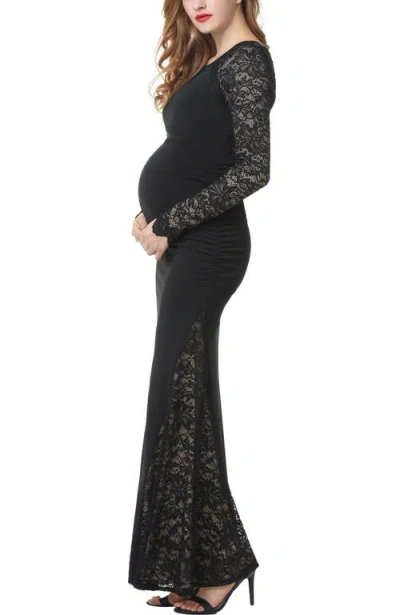Kimi & Kai Bella Maternity Mermaid Maxi Dress In Black