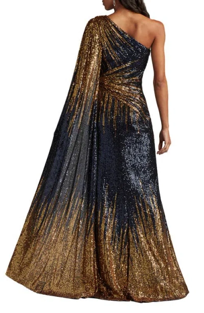 Tadashi Shoji Marseille Sequinned One-shoulder Dress In Gold