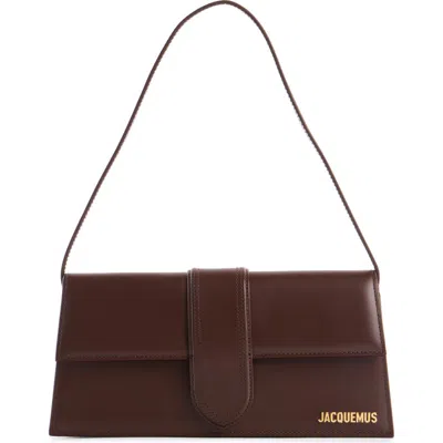 Jacquemus Women Chocolate Brown Gold-tone Logo Lettering Single Top Handle Flap-buckle Fastening In Brown