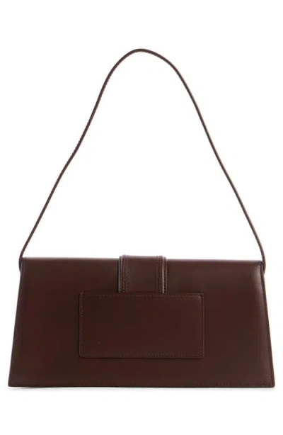 Jacquemus Women Chocolate Brown Gold-tone Logo Lettering Single Top Handle Flap-buckle Fastening In Brown