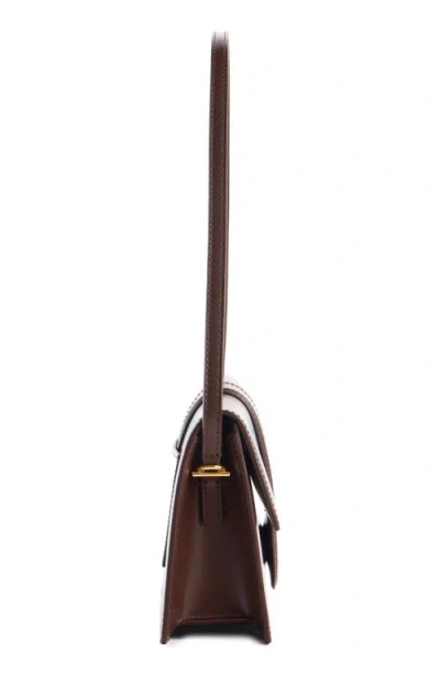 Jacquemus Women Chocolate Brown Gold-tone Logo Lettering Single Top Handle Flap-buckle Fastening In Brown