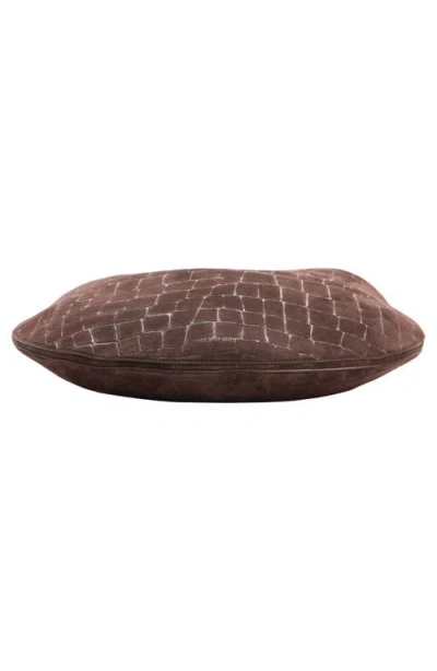 Jacquemus Le Calisso Rond Large Brown Shoulder Bag With Adjustable Strap And Embossed Crodocile Effect In Leat