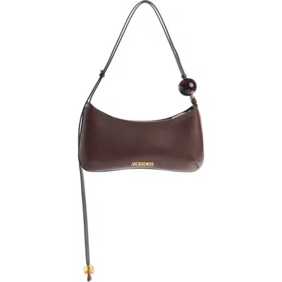 Jacquemus Le Bisou Perle Leather Shoulder Bag In Burgundy