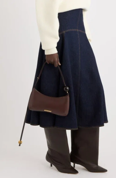 Jacquemus Le Bisou Perle Leather Shoulder Bag In Burgundy