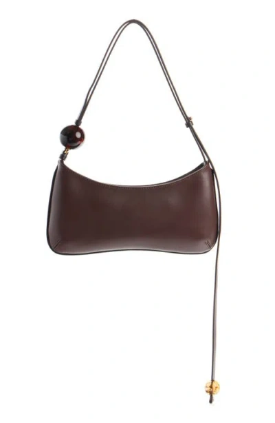 Jacquemus Le Bisou Perle Leather Shoulder Bag In Burgundy