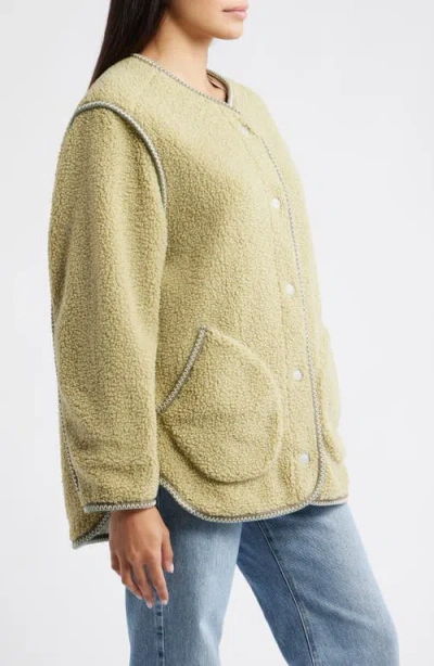 Ugg (r) Emmersyn Braid Trim High Pile Fleece Coat In Gold