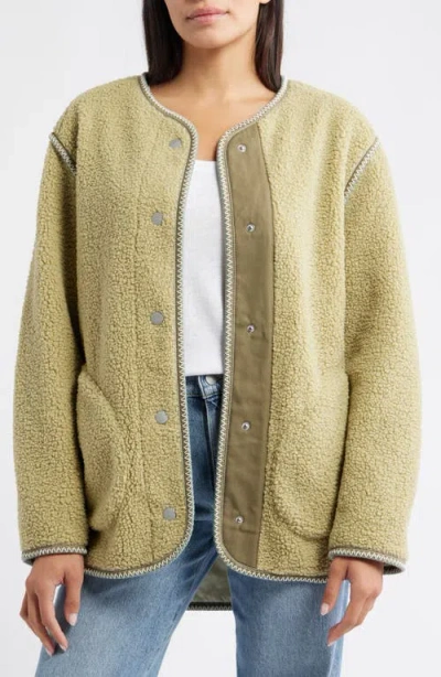 Ugg (r) Emmersyn Braid Trim High Pile Fleece Coat In Gold