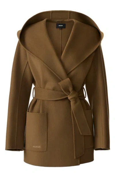 Mackage Paya Double-face Wool Wrap Coat In Brown