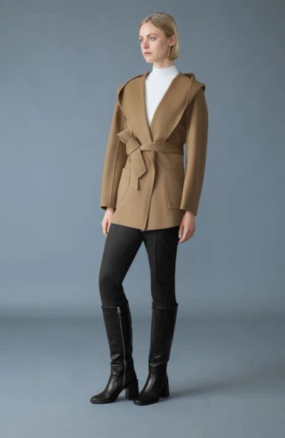 Mackage Paya Double-face Wool Wrap Coat In Brown