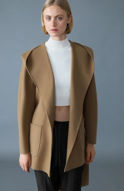 Mackage Paya Double-face Wool Wrap Coat In Brown