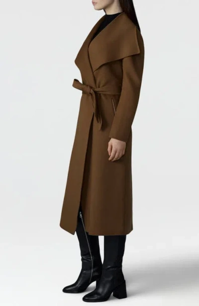 Mackage Mai Wool Long Wrap Coat In Brown