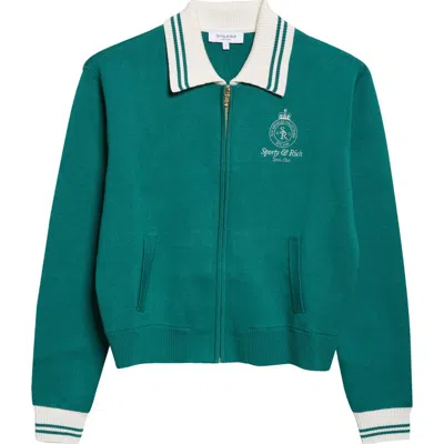 Sporty And Rich Womens Alpine Crown Tennis Striped-trims Stretch-woven Cardigan Xs In Blue