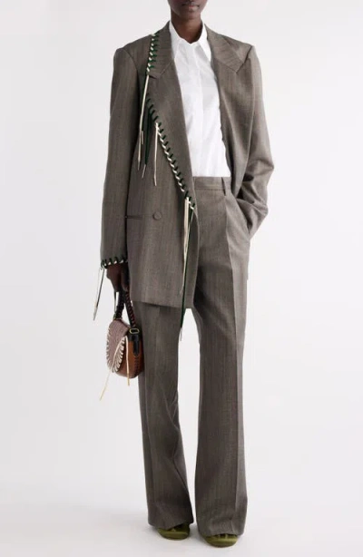 Dries Van Noten 02070-partan 2250 Melange Stripe Wool Pants Trousers Grey In Black