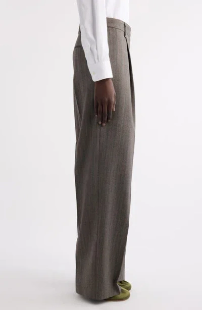 Dries Van Noten 02070-partan 2250 Melange Stripe Wool Pants Trousers Grey In Black