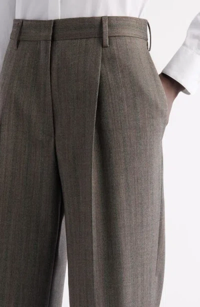 Dries Van Noten 02070-partan 2250 Melange Stripe Wool Pants Trousers Grey In Black