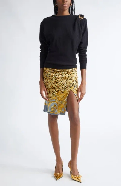 Versace Wool Sweater With Buckle Detail And Long Sleeves In Black