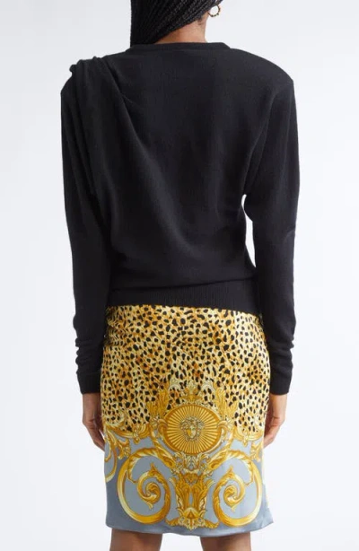 Versace Wool Sweater With Buckle Detail And Long Sleeves In Black