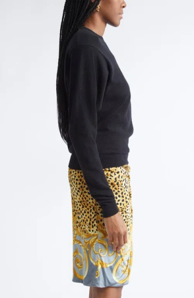 Versace Wool Sweater With Buckle Detail And Long Sleeves In Black