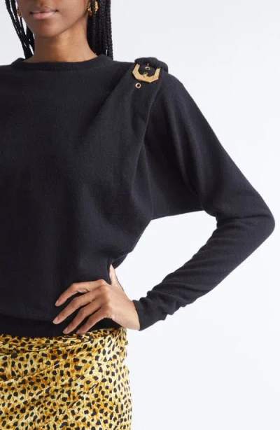 Versace Wool Sweater With Buckle Detail And Long Sleeves In Black