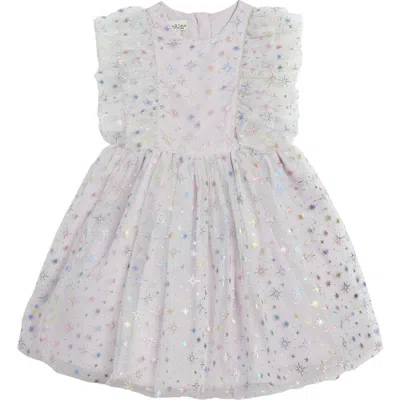 Pippa & Julie Kids' Fallon Metallic Star Sleeveless Tulle Dress & Bloomers In Purple