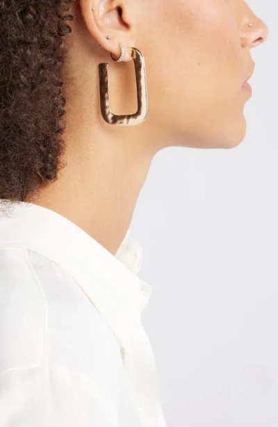 Open Edit Watery Rectangular Hoop Earrings In Gold