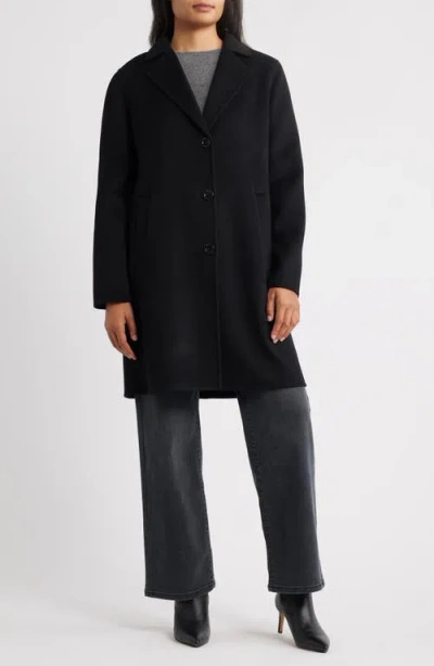 Michael Kors Wool Blend Coat With Removable Scarf In Black