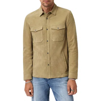 John Varvatos Jonah Herringbone Pattern Leather Overshirt In Brown