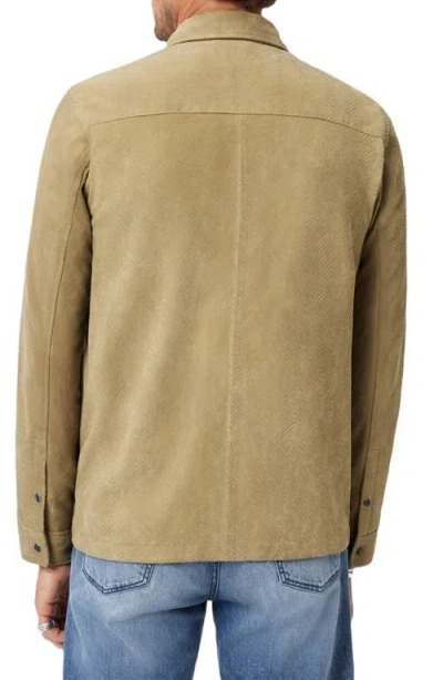 John Varvatos Jonah Herringbone Pattern Leather Overshirt In Brown