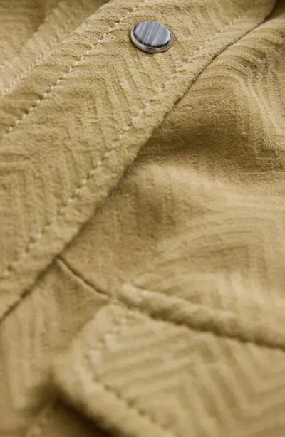 John Varvatos Jonah Herringbone Pattern Leather Overshirt In Brown