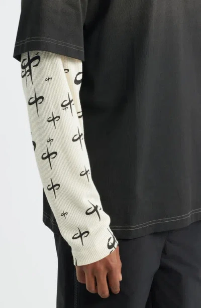 Santo Studio Ispica Long Sleeve Cotton Layered Look T-shirt In Gray