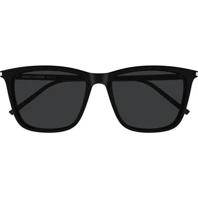 Saint Laurent 56mm Rectangular Sunglasses In Black
