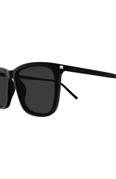 Saint Laurent 56mm Rectangular Sunglasses In Black