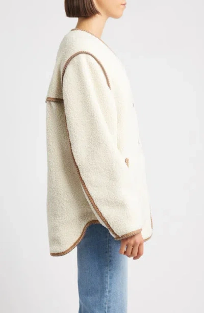 Ugg(r) Emmersyn Uggbraid Trim High Pile Fleece Coat In White