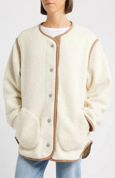 Ugg(r) Emmersyn Uggbraid Trim High Pile Fleece Coat In White