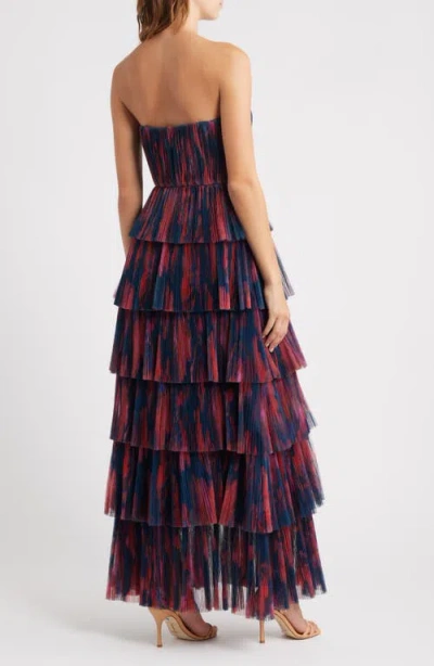 Hutch Simi Strapless Tulle Tiered Gown In Black