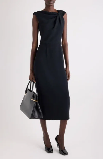 Givenchy Draped-detail One-shoulder Midi Dress In Black