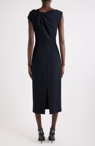 Givenchy Draped-detail One-shoulder Midi Dress In Black