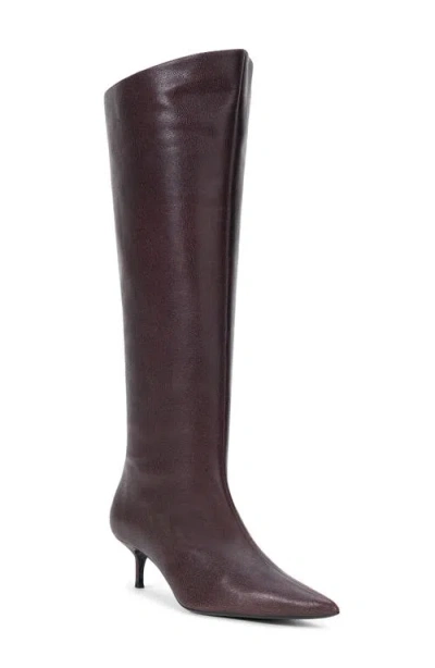 Staud Sebastian Pointed Toe Kitten Heel Knee-high Boot In Burgundy