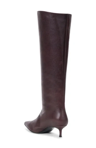 Staud Sebastian Pointed Toe Kitten Heel Knee-high Boot In Burgundy