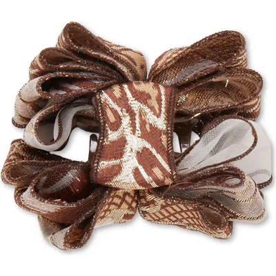 Lele Sadoughi Mini Rita Floral Claw Clip In Brown