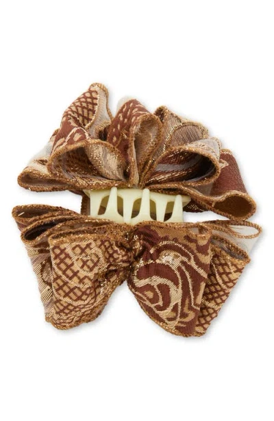 Lele Sadoughi Mini Rita Floral Claw Clip In Brown