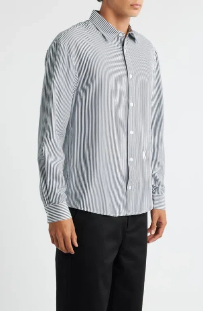Krost Embroidered Stripe Button-up Shirt In Multi