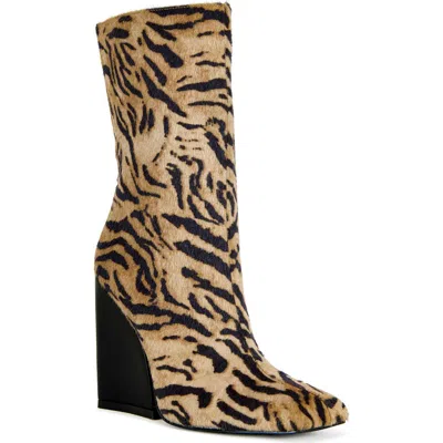 Azalea Wang Notebook Faux Calf Hair Bootie In Black