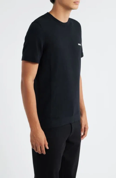 Hugo Boss Slim-fit T-shirt With Popcorn Stripe Fabric In Black
