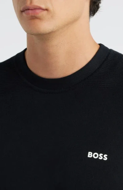 Hugo Boss Slim-fit T-shirt With Popcorn Stripe Fabric In Black