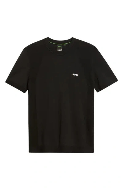 Hugo Boss Slim-fit T-shirt With Popcorn Stripe Fabric In Black